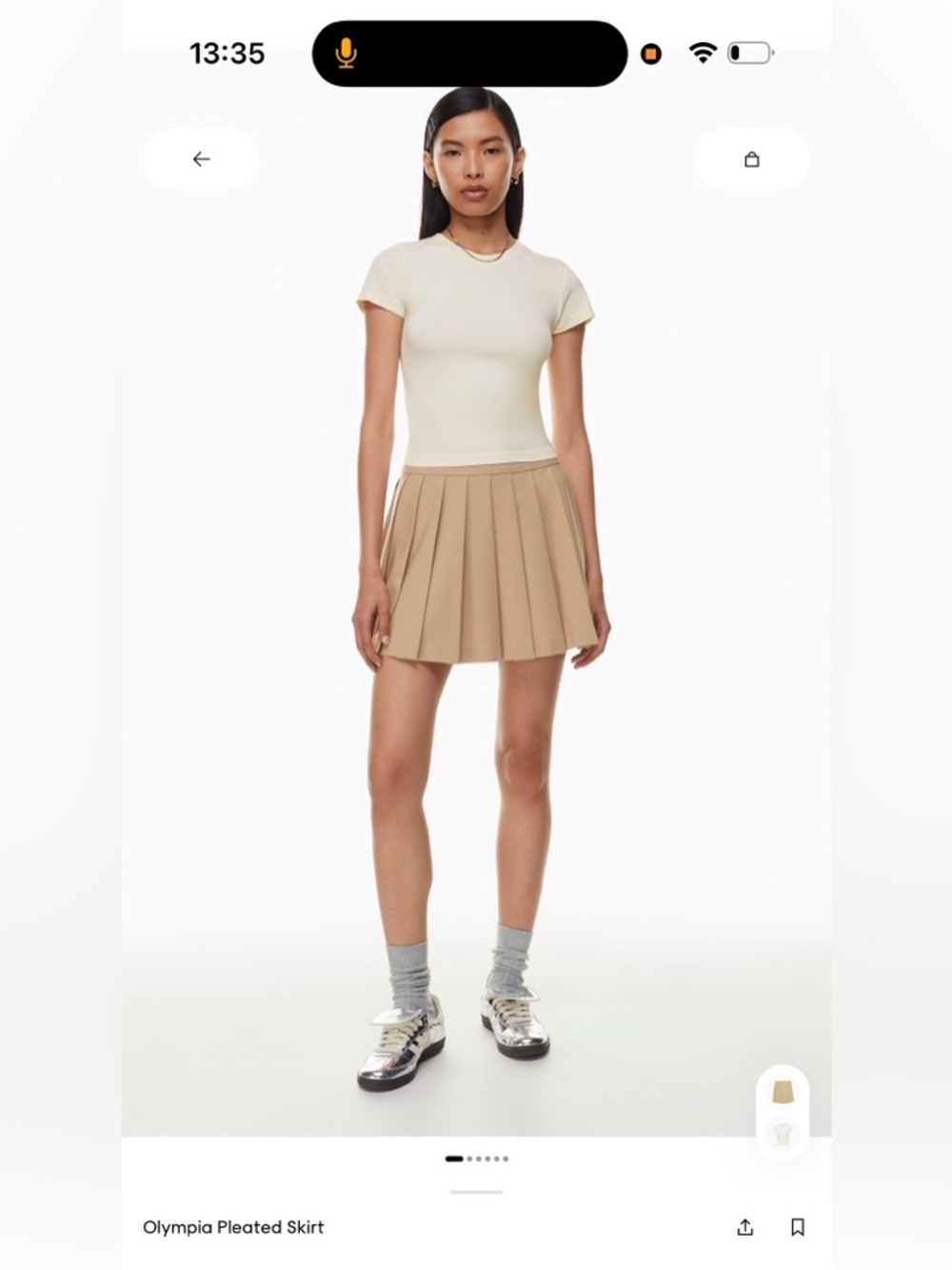 Olympia Pleated Mini Skirt in Beige